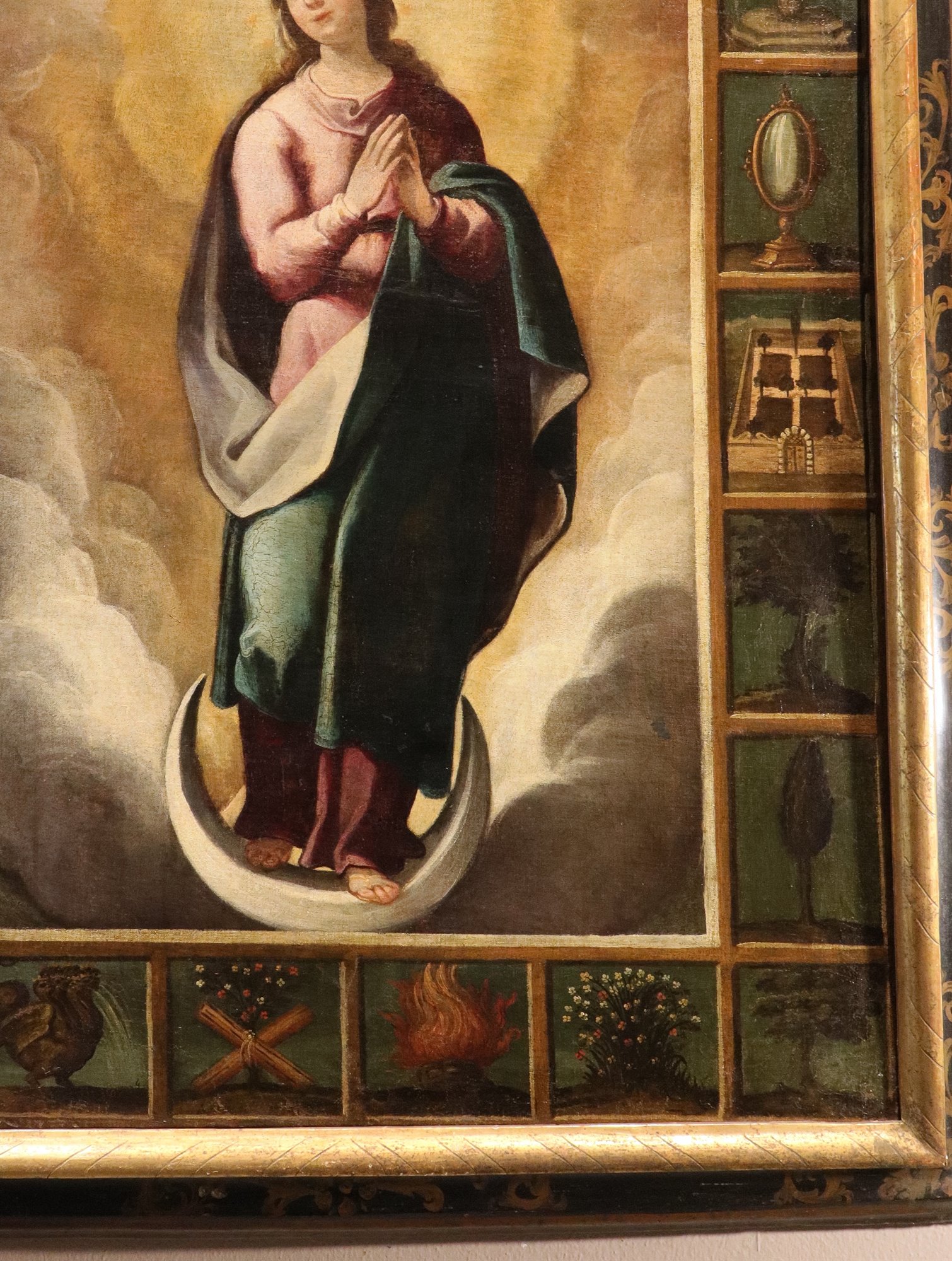 Vergine Immacolata con simboli delle Litanie Lauretane